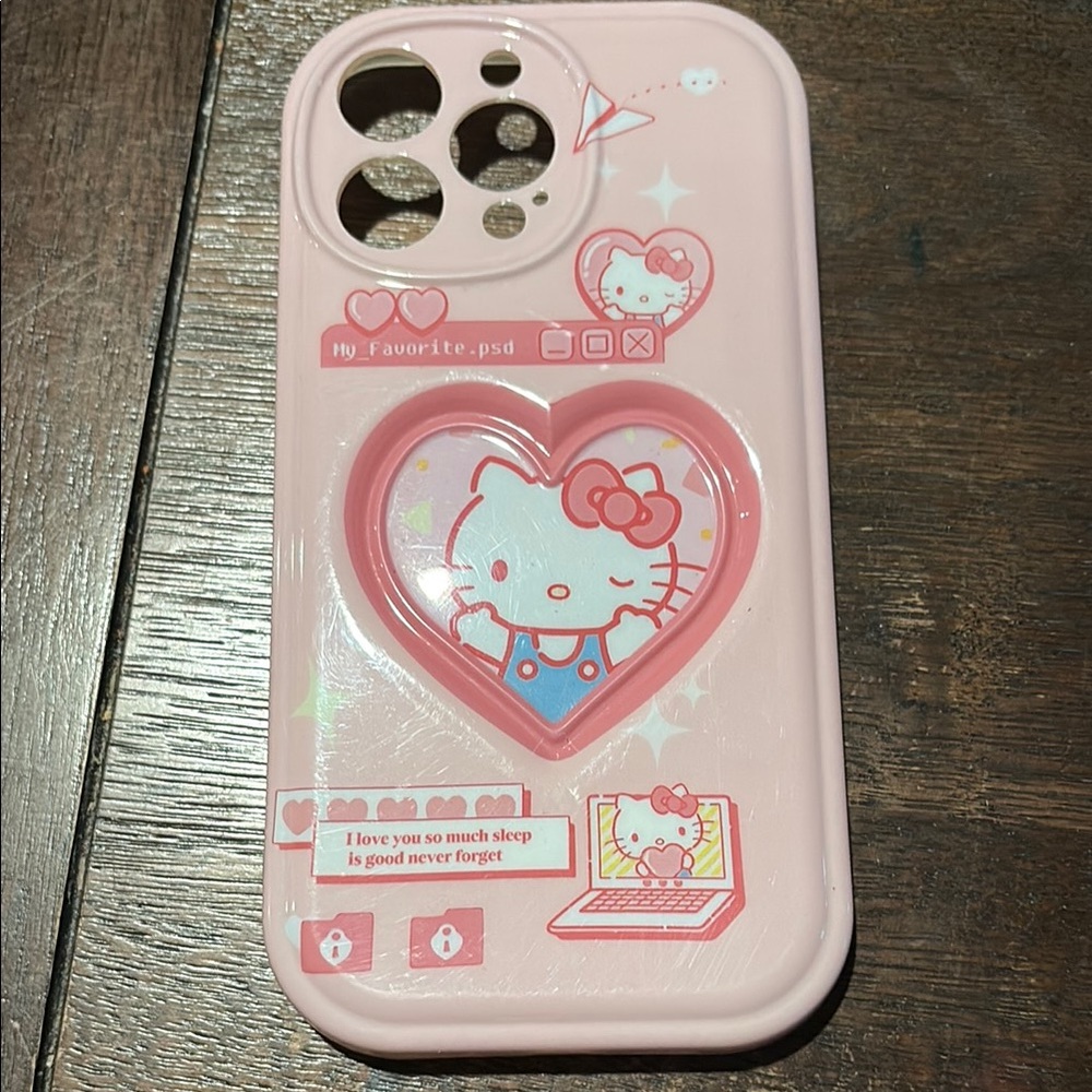 Hello Kitty Pink Phone Case with Heart Motif